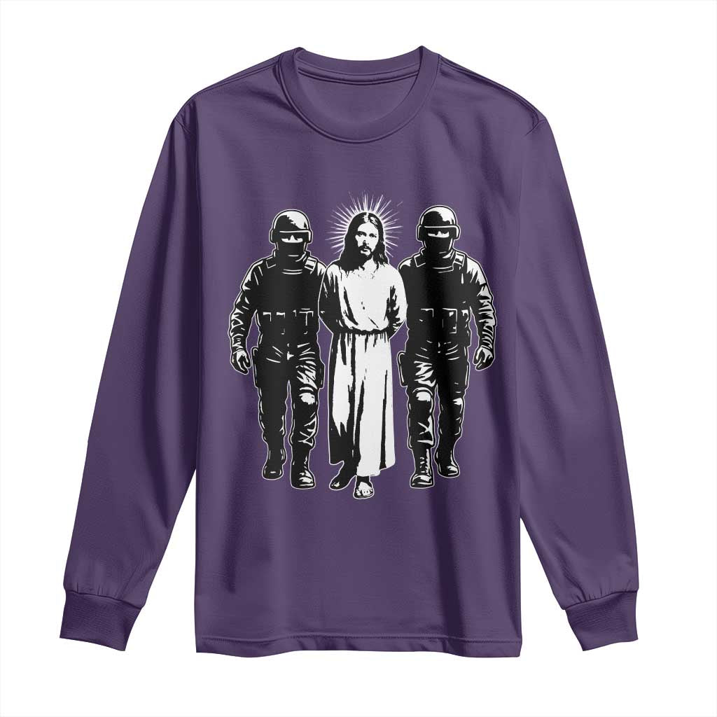 Jesus Arrested Parody Long Sleeve Shirt Funny Immigrant Rights Political Protest TS11 Purple Print Your Wear