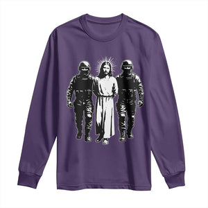 Jesus Arrested Parody Long Sleeve Shirt Funny Immigrant Rights Political Protest TS11 Purple Print Your Wear