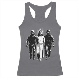 Jesus Arrested Parody Racerback Tank Top Funny Immigrant Rights Political Protest TS11 Charcoal Print Your Wear