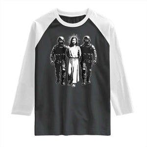 Jesus Arrested Parody Raglan Shirt Funny Immigrant Rights Political Protest TS11 Black White Print Your Wear