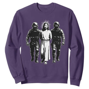 Jesus Arrested Parody Sweatshirt Funny Immigrant Rights Political Protest TS11 Purple Print Your Wear
