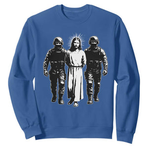 Jesus Arrested Parody Sweatshirt Funny Immigrant Rights Political Protest TS11 Royal Blue Print Your Wear