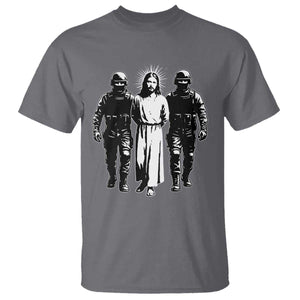 Jesus Arrested Parody T Shirt Funny Immigrant Rights Political Protest TS11 Charcoal Print Your Wear