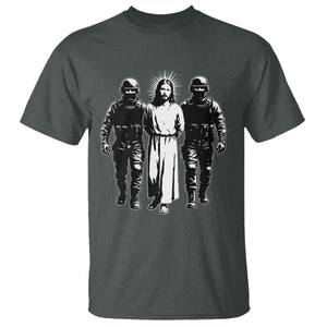 Jesus Arrested Parody T Shirt Funny Immigrant Rights Political Protest TS11 Dark Heather Print Your Wear
