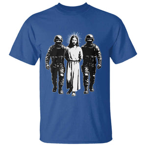 Jesus Arrested Parody T Shirt Funny Immigrant Rights Political Protest TS11 Royal Blue Print Your Wear
