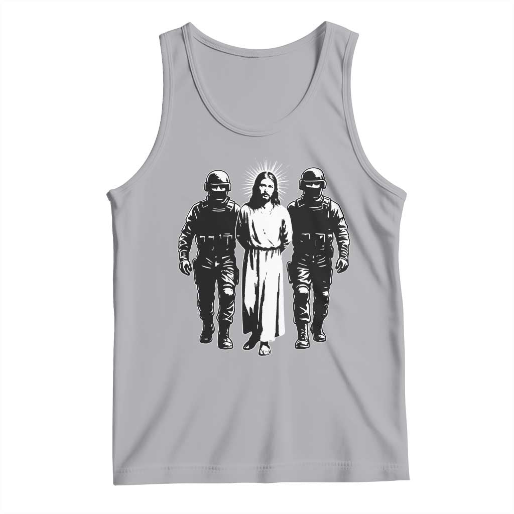 Jesus Arrested Parody Tank Top Funny Immigrant Rights Political Protest TS11 Athletic Heather Print Your Wear