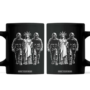Statue Of Liberty Arrested Coffee Mug Funny Immigrant Rights Political Protest TS11 Black Print Your Wear