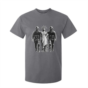 Statue Of Liberty Arrested T Shirt For Kid Funny Immigrant Rights Political Protest TS11 Charcoal Print Your Wear