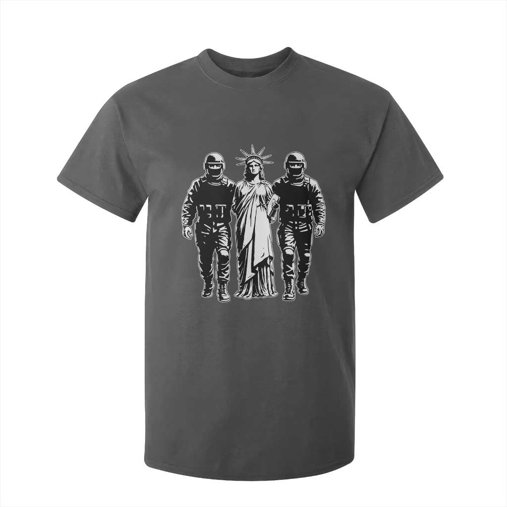 Statue Of Liberty Arrested T Shirt For Kid Funny Immigrant Rights Political Protest TS11 Dark Heather Print Your Wear