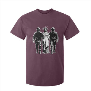 Statue Of Liberty Arrested T Shirt For Kid Funny Immigrant Rights Political Protest TS11 Maroon Print Your Wear