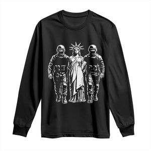 Statue Of Liberty Arrested Long Sleeve Shirt Funny Immigrant Rights Political Protest TS11 Black Print Your Wear