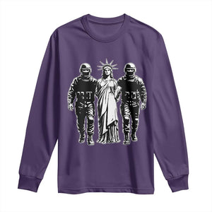 Statue Of Liberty Arrested Long Sleeve Shirt Funny Immigrant Rights Political Protest TS11 Purple Print Your Wear