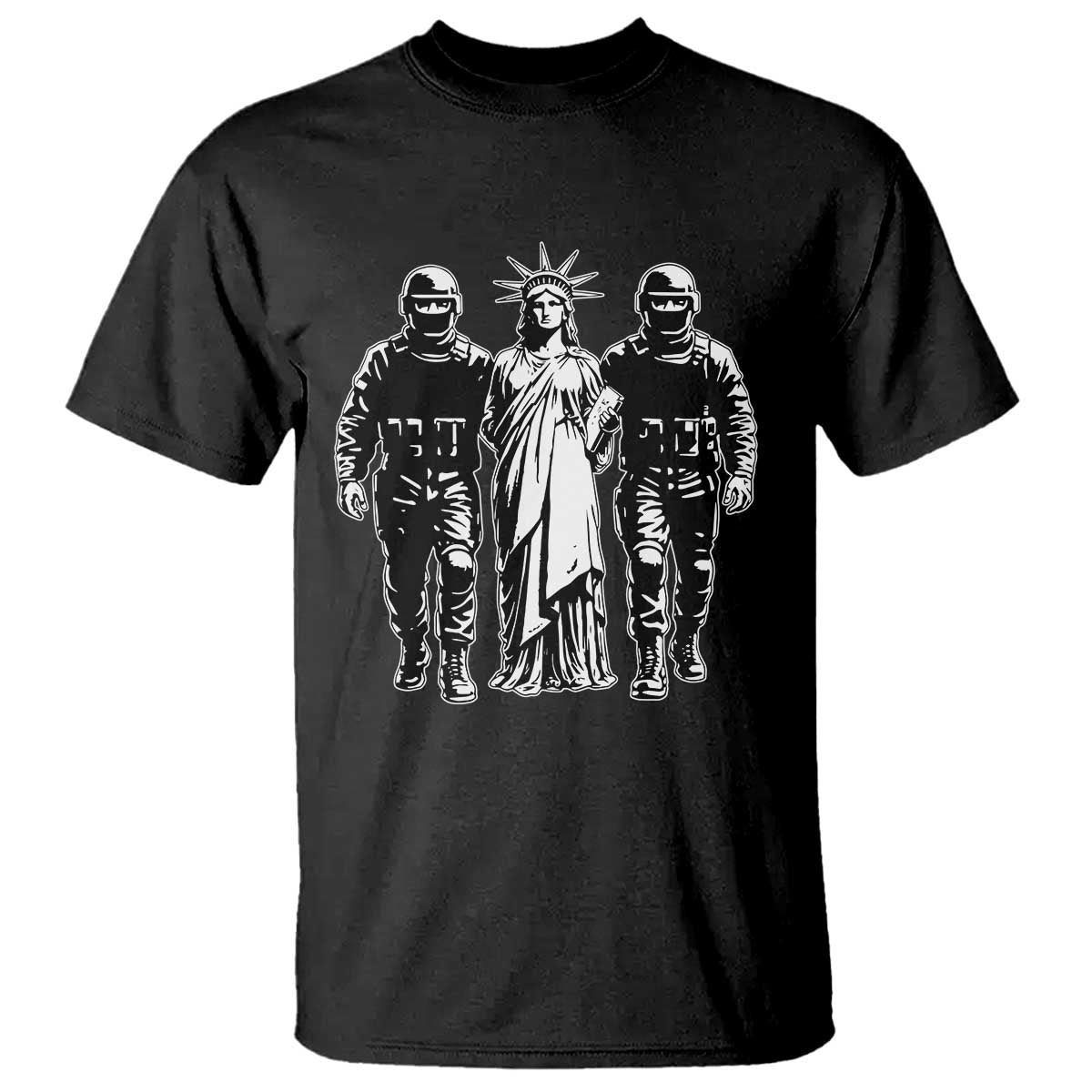 Statue Of Liberty Arrested T Shirt - Funny Immigrant Rights Political Protest Tee TS11 Black Print Your Wear