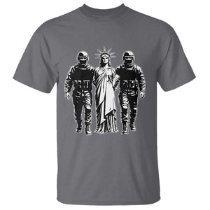 Statue Of Liberty Arrested T Shirt - Funny Immigrant Rights Political Protest Tee TS11 Charcoal Print Your Wear