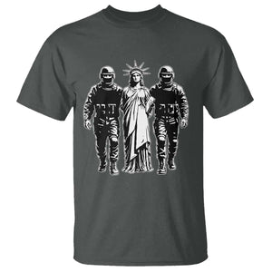 Statue Of Liberty Arrested T Shirt - Funny Immigrant Rights Political Protest Tee TS11 Dark Heather Print Your Wear