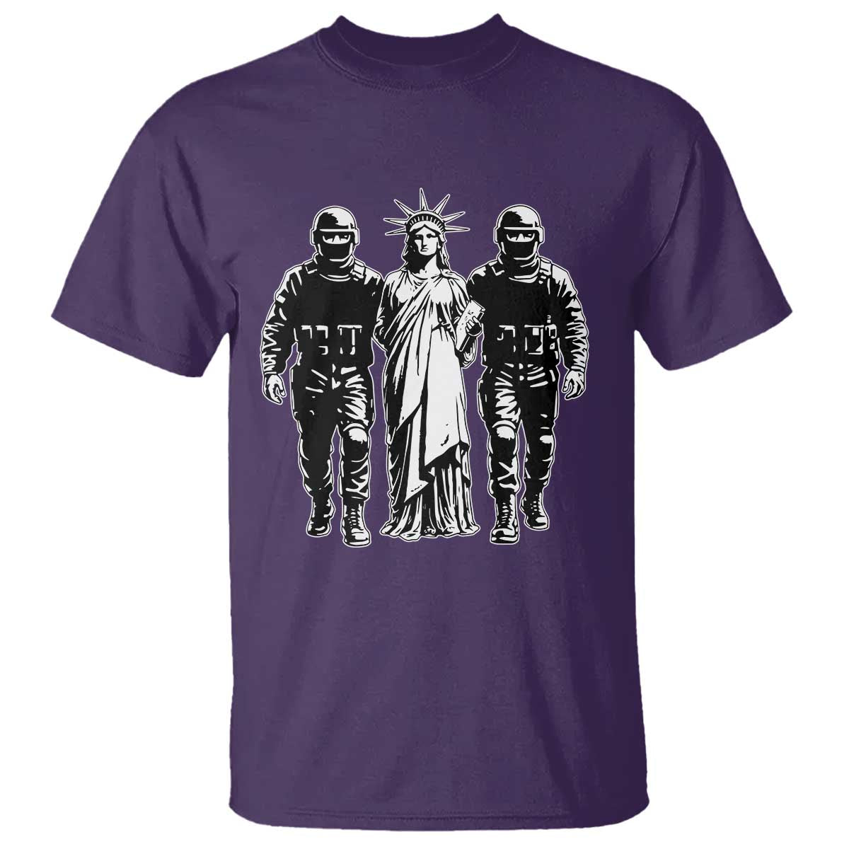 Statue Of Liberty Arrested T Shirt - Funny Immigrant Rights Political Protest Tee TS11 Purple Print Your Wear
