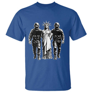 Statue Of Liberty Arrested T Shirt - Funny Immigrant Rights Political Protest Tee TS11 Royal Blue Print Your Wear