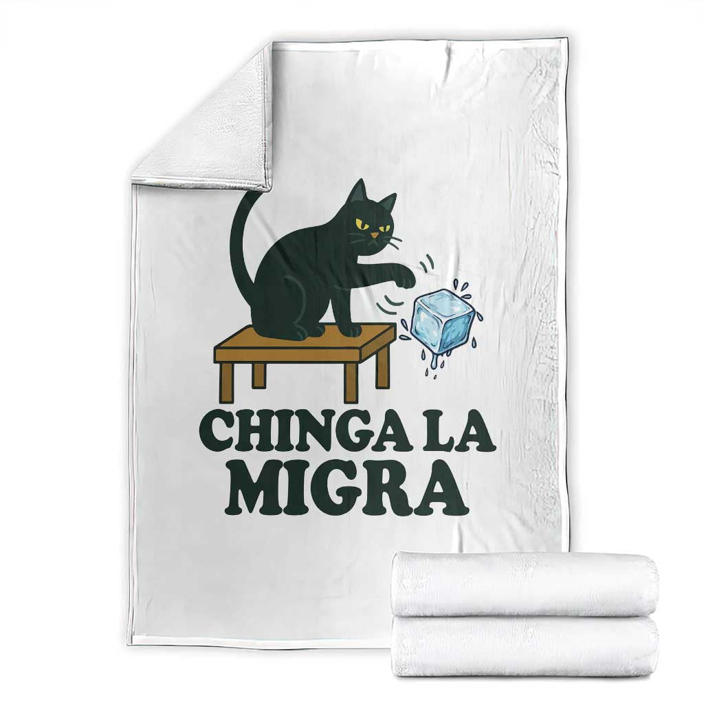 Chinga La Migra Throw Blanket Funny Immigration Rights Cat Political TS11 White Print Your Wear