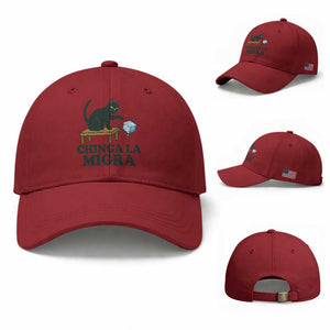 Chinga La Migra Baseball Cap Funny Immigration Rights Cat Political TS11 Baseball Cap Universal Fit Cherry Red Print Your Wear