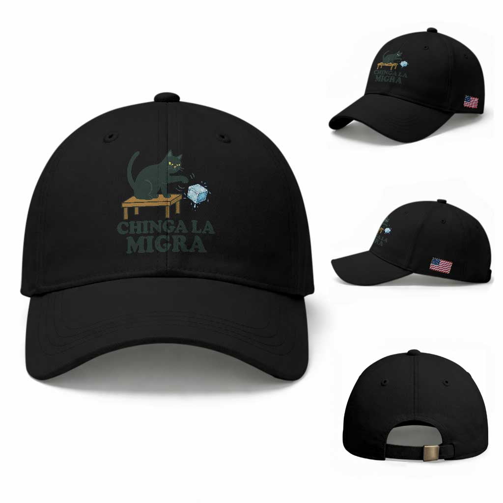 Chinga La Migra Baseball Cap Funny Immigration Rights Cat Political TS11 Baseball Cap Universal Fit Black Print Your Wear