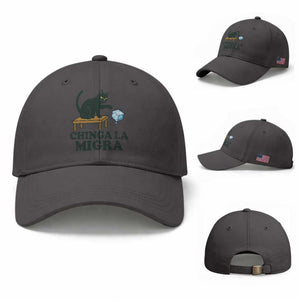 Chinga La Migra Baseball Cap Funny Immigration Rights Cat Political TS11 Baseball Cap Universal Fit Dark Gray Print Your Wear