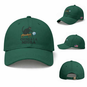 Chinga La Migra Baseball Cap Funny Immigration Rights Cat Political TS11 Baseball Cap Universal Fit Irish Green Print Your Wear