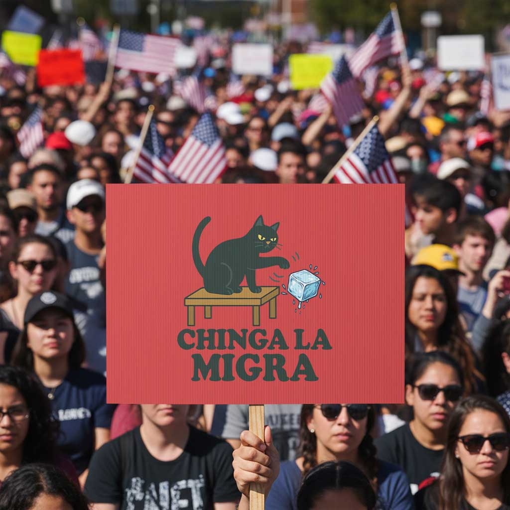 Chinga La Migra Protest Sign Funny Immigration Rights Cat Political TS11 Horizontal 18