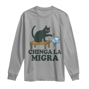 Chinga La Migra Long Sleeve Shirt Funny Immigration Rights Cat Political TS11 Sport Gray Print Your Wear