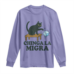 Chinga La Migra Long Sleeve Shirt Funny Immigration Rights Cat Political TS11 Violet Print Your Wear