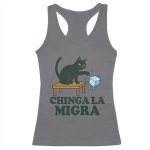 Chinga La Migra Racerback Tank Top Funny Immigration Rights Cat Political TS11 Charcoal Print Your Wear