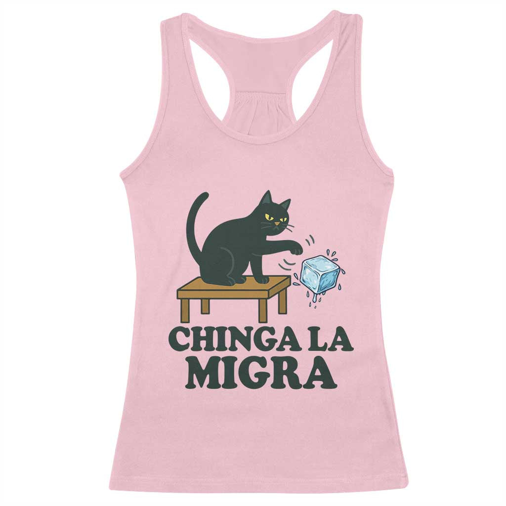 Chinga La Migra Racerback Tank Top Funny Immigration Rights Cat Political TS11 Light Pink Print Your Wear