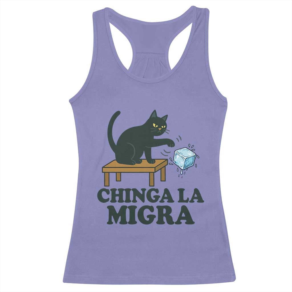 Chinga La Migra Racerback Tank Top Funny Immigration Rights Cat Political TS11 Violet Print Your Wear