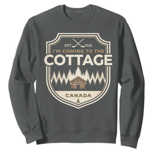 I Am Coming To The Cottage Sweatshirt Funny Romance Hockey TS11 Dark Heather Print Your Wear