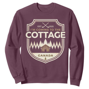 I Am Coming To The Cottage Sweatshirt Funny Romance Hockey TS11 Maroon Print Your Wear