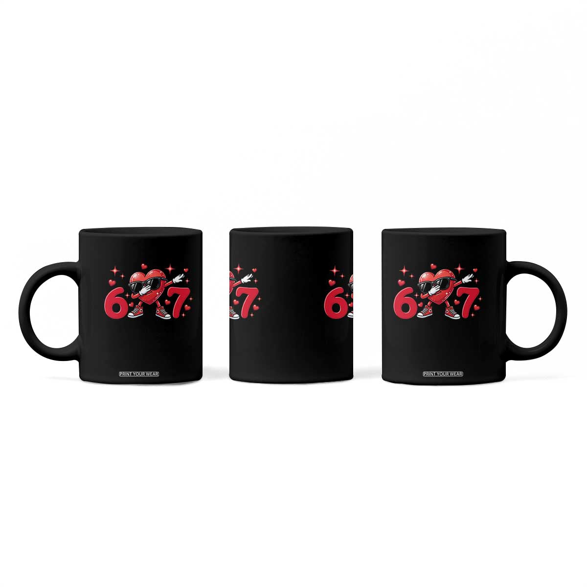 Funny Six Seven 67 Valentines Dabbing Heart Coffee Mug TS11 Print Your Wear