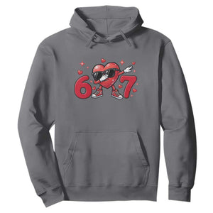 Funny Six Seven 67 Valentines Dabbing Heart Hoodie TS11 Charcoal Print Your Wear