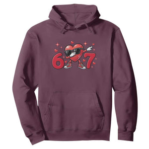 Funny Six Seven 67 Valentines Dabbing Heart Hoodie TS11 Maroon Print Your Wear