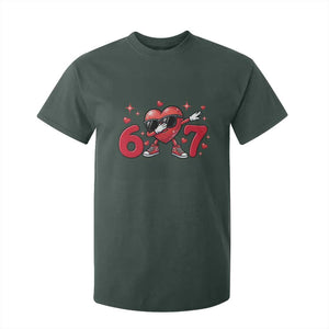 Funny Six Seven 67 Valentines Dabbing Heart T Shirt For Kid TS11 Dark Forest Green Print Your Wear