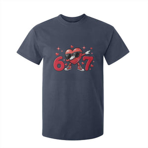 Funny Six Seven 67 Valentines Dabbing Heart T Shirt For Kid TS11 Navy Print Your Wear