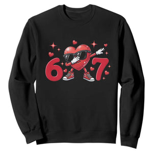Funny Six Seven 67 Valentines Dabbing Heart Sweatshirt TS11 Black Print Your Wear