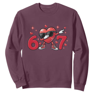 Funny Six Seven 67 Valentines Dabbing Heart Sweatshirt TS11 Maroon Print Your Wear