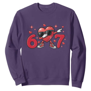 Funny Six Seven 67 Valentines Dabbing Heart Sweatshirt TS11 Purple Print Your Wear