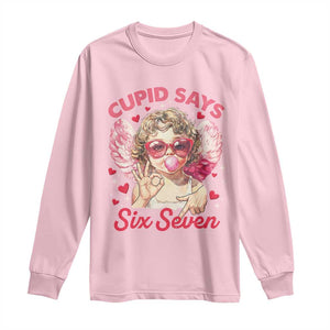 Funny 67 Valentines Day Long Sleeve Shirt Cupid Say Six Seven 67 Meme TS11 Light Pink Print Your Wear