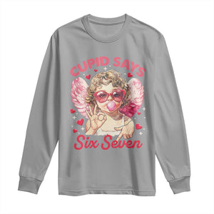 Funny 67 Valentines Day Long Sleeve Shirt Cupid Say Six Seven 67 Meme TS11 Sport Gray Print Your Wear