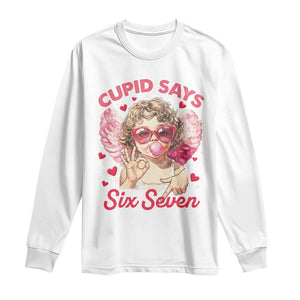 Funny 67 Valentines Day Long Sleeve Shirt Cupid Say Six Seven 67 Meme TS11 White Print Your Wear