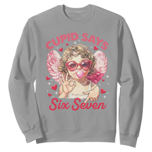 Funny 67 Valentines Day Sweatshirt Cupid Say Six Seven 67 Meme TS11 Sport Gray Print Your Wear