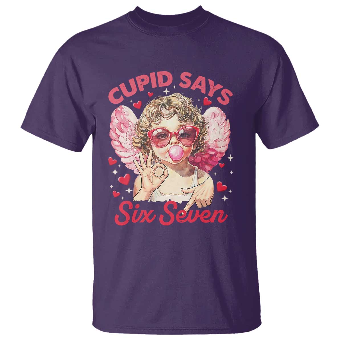 Funny 67 Valentines Day T Shirt Cupid Say Six Seven 67 Meme TS11 Purple Print Your Wear