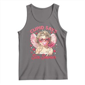 Funny 67 Valentines Day Tank Top Cupid Say Six Seven 67 Meme TS11 Deep Heather Print Your Wear