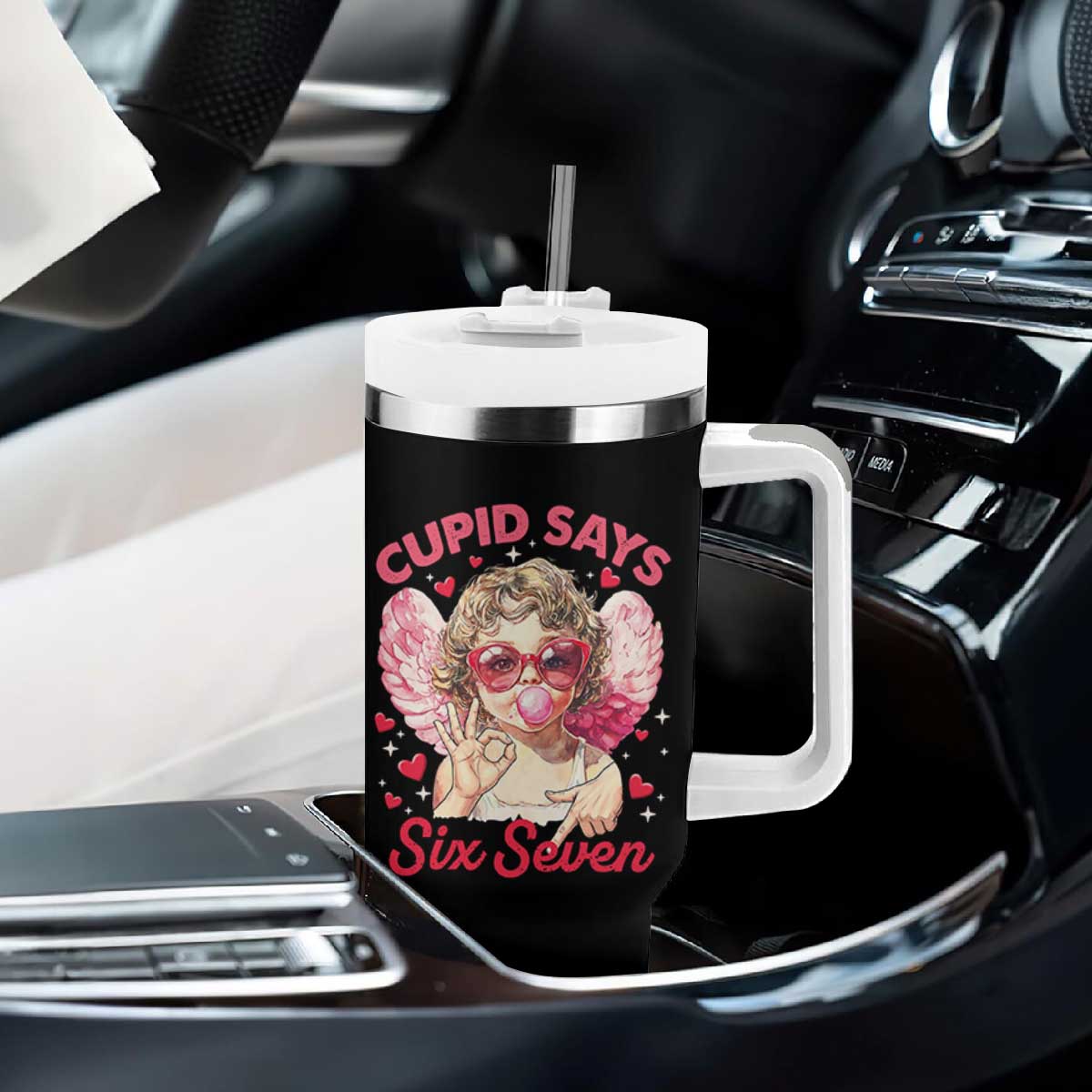 Funny 67 Valentines Day Tumbler With Handle Cupid Say Six Seven 67 Meme TS11 Print Your Wear