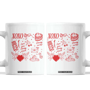 Xoxo Valentines Day Coffee Mug Love You Cherry Much Vintage Coquette TS11 White Print Your Wear